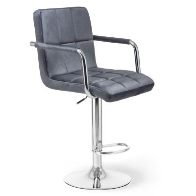 Барный стул HATTA Dublin Arm Chrome Velvet Темно-серый (44515167) недорого