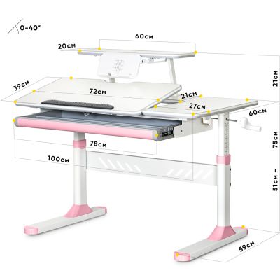 Детский стол Ergokids TH-320 100х66 Белый, Розовый (111470397) недорого