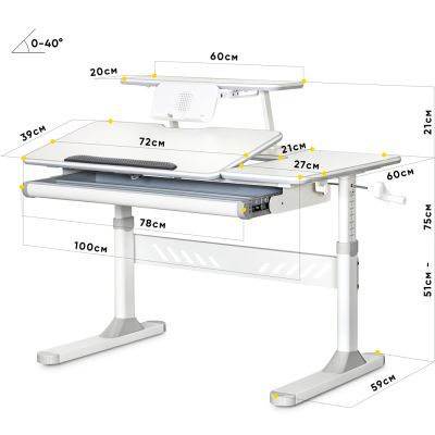 Дитячий стіл Ergokids TH-320 100х66 Білий, Сірий (111470398) недорого