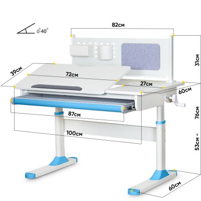 Детский стол ErgoKids TH-325 100х60 Белый, Голубой (111470467) недорого