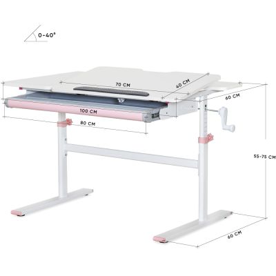 Дитячий стіл Evo-кids TH-220 100х60 Білий, Рожевий (111470222) недорого