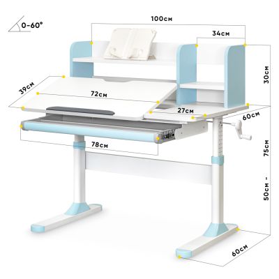 Детский стол Evo-kids TH-330 100х60 Белый, Светло-голубой (111470573) недорого