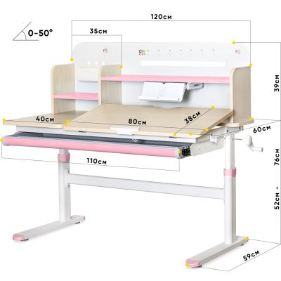 Детский стол Evo-kids TH-360 120х60 Клен, Розовый (111470456) недорого