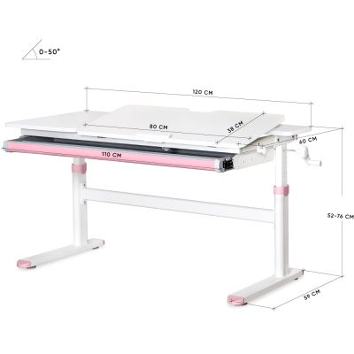 Дитячий стіл Evo-kids TH-360 Lite 120х60 Білий, Рожевий (111470161) недорого