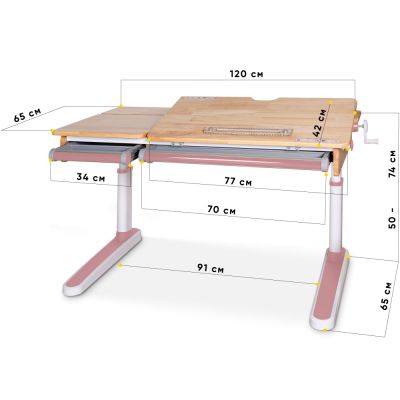 Детский стол Mealux Oxford Wood Lite 120х65 RubberWood, Розовый (111470316) недорого