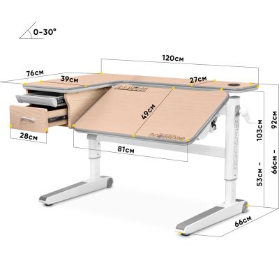 Дитячий стіл Mealux Woodville Multicolor Energy 120х76 Клен (111470342) недорого