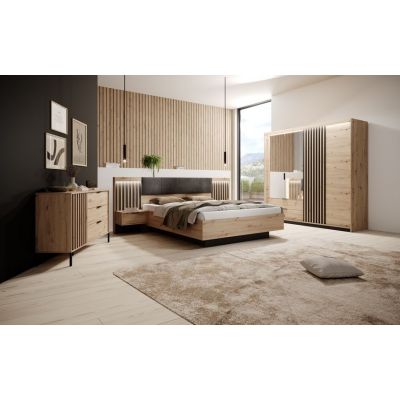 Кровать Italy 160 Дуб Артизан, Антрацит, 160x200 (132937561) дешево