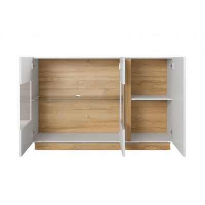 Комод з вітриною Marco 3D2W/138 Білий Глянець , Дуб Грандсон (132936341) дешево