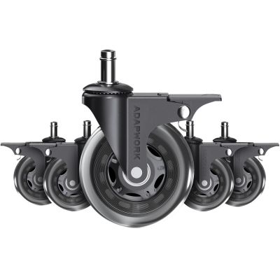 Комплект 5шт прогумованих роликів ADAPWORK CASTORS 75 FIX Прозорий чорний (106936116)
