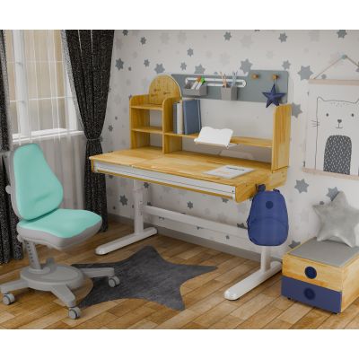 Комплект дитячий L Mealux Cтол Timberdesk Wood L Onyx Бірюзовий, Синій (111473451) дешево