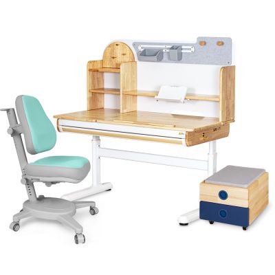 Комплект дитячий L Mealux Cтол Timberdesk Wood L Onyx Бірюзовий, Синій (111473451)