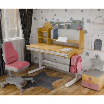 Комплект дитячий L Mealux Cтол Timberdesk Wood L Onyx Рожевий, Рожевий (111473453) дешево