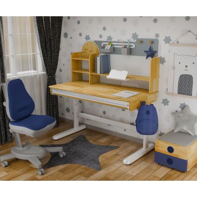 Комплект дитячий L Mealux Cтол Timberdesk Wood L Onyx Синій, Синій (111473452) дешево