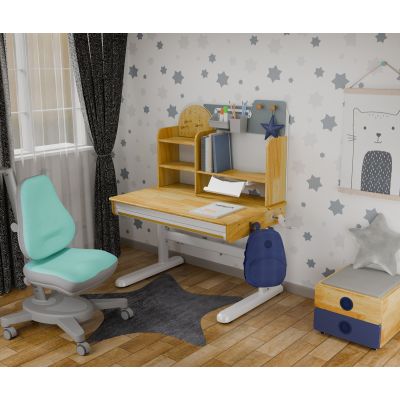 Комплект дитячий L Mealux Cтол Timberdesk Wood S Onyx Бірюзовий, Синій (111473445) дешево