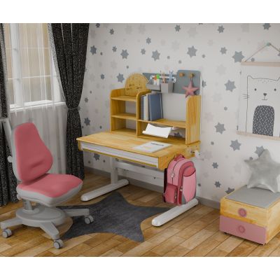 Комплект дитячий L Mealux Cтол Timberdesk Wood S Onyx Рожевий, Рожевий (111473447) дешево