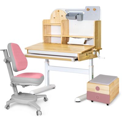 Комплект дитячий L Mealux Cтол Timberdesk Wood S Onyx Рожевий, Рожевий (111473447)