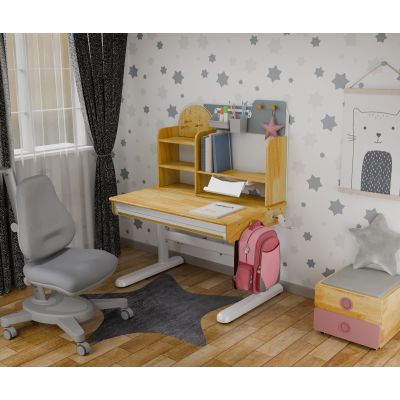 Комплект дитячий L Mealux Cтол Timberdesk Wood S Onyx Сірий, Рожевий (111473443) дешево