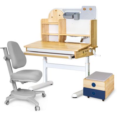 Комплект дитячий L Mealux Cтол Timberdesk Wood S Onyx Сірий, Синій (111473442)