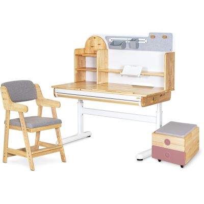 Комплект дитячий L Mealux Timberdesk Wood L Carlo Сірий, Рожевий (111473456)