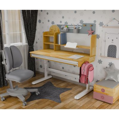 Комплект дитячий L Mealux Timberdesk Wood L Onyx Duo Сірий, Рожевий (111471151) дешево