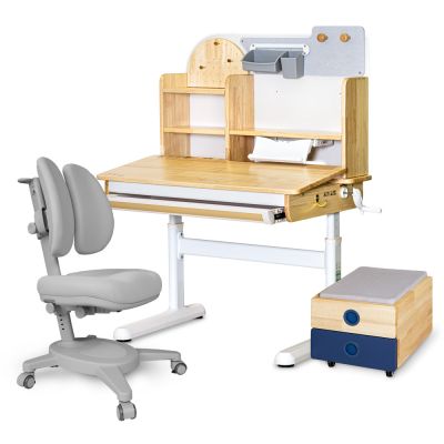 Комплект дитячий L Mealux Timberdesk Wood S Onyx Duo Сірий, Синій (111471137)