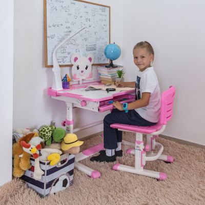 Комплект детский Evo-kids BD-04 XL Teddy с лампой Белый, Розовый (111474638) дешево