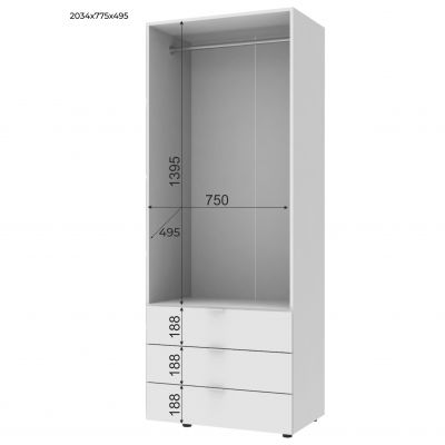 Комплект Шкафов Гелар 2+2 ДСП 155х49,5х203,4 Белый (1271275024) с доставкой