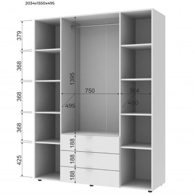 Комплект Шкафов Гелар 2+4 ДСП 232,5х49,5х203,4 Графит (1271275334) дешево