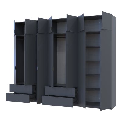 Комплект Шкафов Лукас с антресолью 3+4 ДСП 300х50х240 Графит, Графит (1271485216) недорого