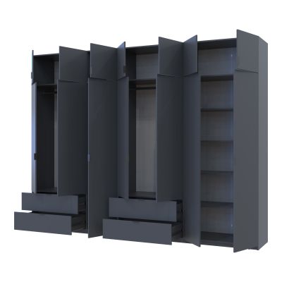 Комплект Шкафов Лукас с антресолью 3+4 ДСП 315х50х240 Графит, Графит (1271485220) недорого
