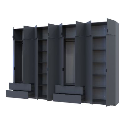 Комплект Шкафов Лукас с антресолью 4+4 ДСП 360х50х240 Графит, Графит (1271485232) недорого