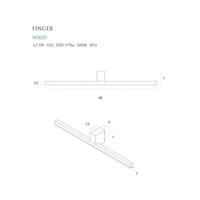 Настінний світильник FINGER 60 White (118865948) дешево