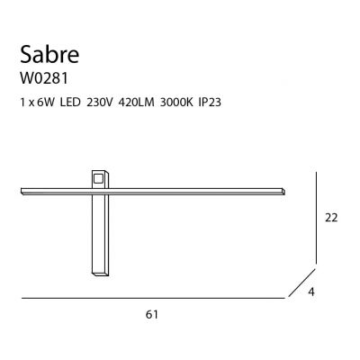 Настінний світильник SABRE 61 Black (118865455) недорого