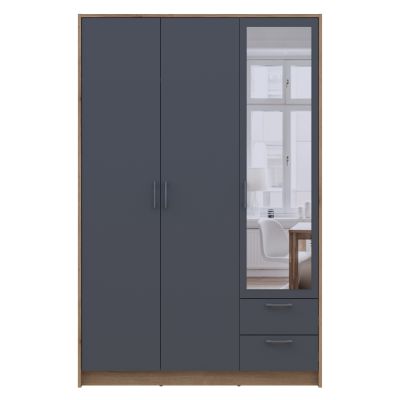 Шафа для одягу Ронді з дзеркалом 3 ДСП 121х52х195 Графіт, Дуб Артизан (1271483108) дешево