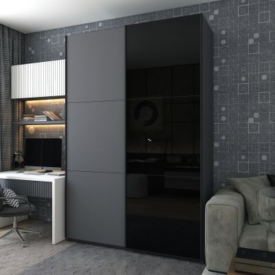 Шафа купе G-Caiser 1 ДСП / 1 скло / 3 частини 180х60х240 Графіт, Графіт (1271175577) дешево