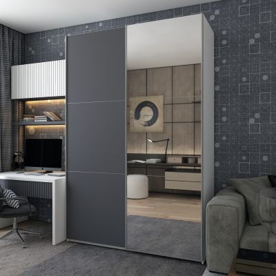Шафа купе G-Caiser 1 ДСП / 1 дзеркало / 3 частини 160х60х240 Білий, Графіт (1271175570) дешево