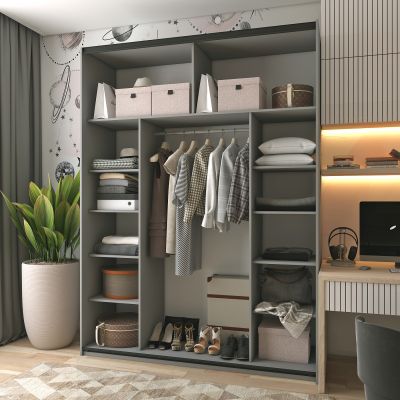 Шафа купе G-Caiser 1 ДСП / 1 дзеркало 180х60х240 Графіт, Графіт (1271175569) дешево