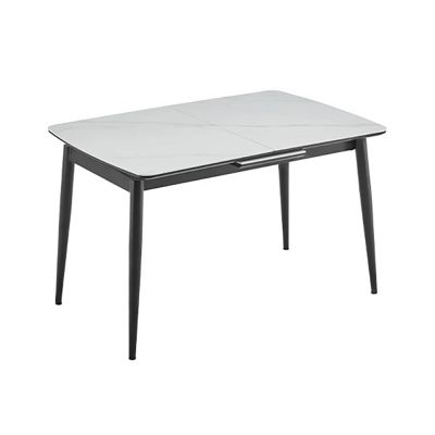 Обідній стіл Лейк 120x80 Білий глянець, Чорний (731488079)