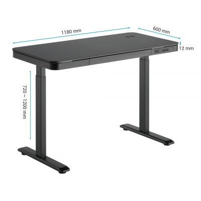 Стіл OfficePro ODE111 118x60 Black, Black (1311154719) с доставкой