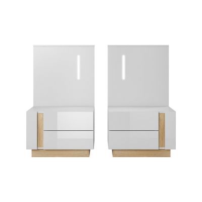 Тумбы прикроватные с LED Marco 2S/60 Белый Глянец, Дуб Грандсон (132936420) недорого