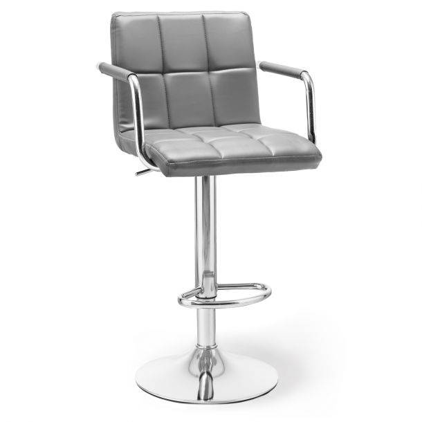 Барный стул HATTA Dublin Arm Chrome Eco Серый (44442675) kupistul