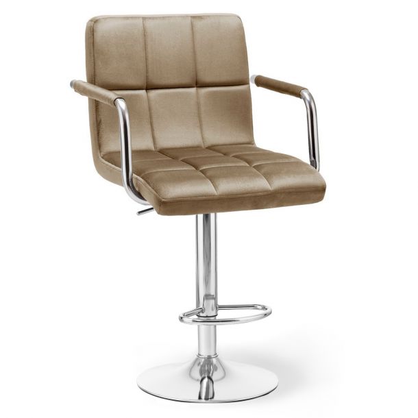 Барний стілець HATTA Dublin Arm Chrome Velvet Бежевий (44735741) дешево