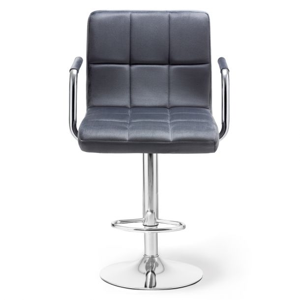 Барный стул HATTA Dublin Arm Chrome Velvet Темно-серый (44515167) цена