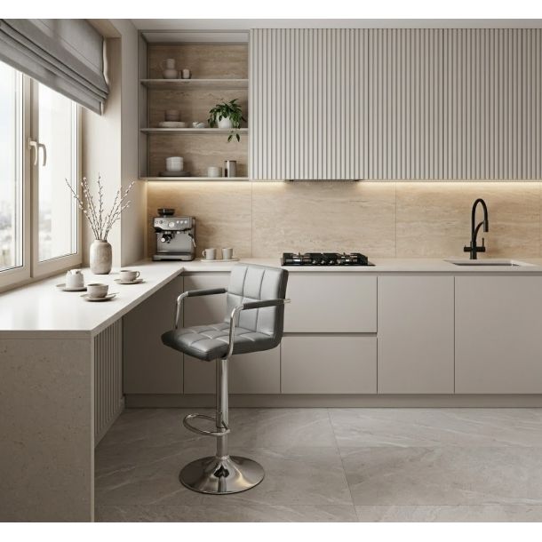 Барный стул HATTA Dublin Arm Chrome Eco Серый (44442675) в Киеве