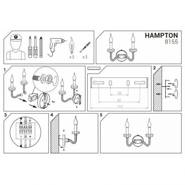 Бра Hampton II Хром (109727616) цена