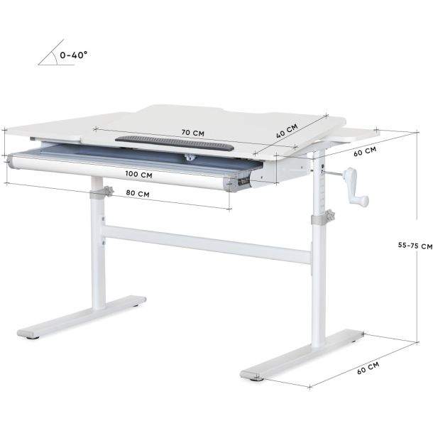 Детский стол Evo-кids TH-220 100х60 Белый, Серый (111470223) с доставкой