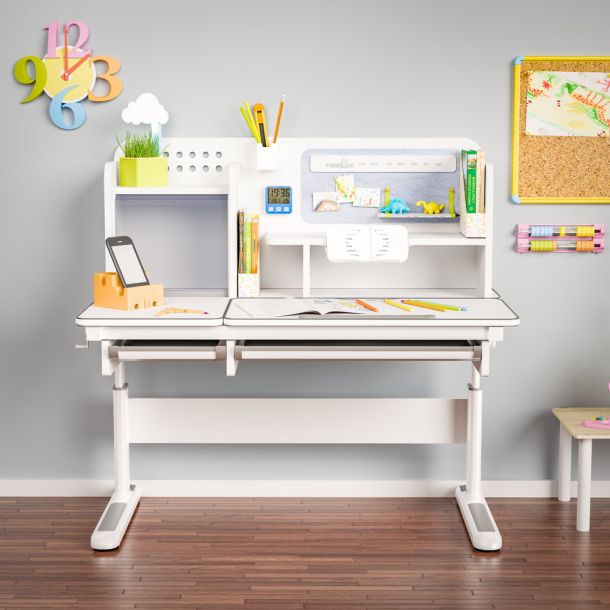 Детский стол Mealux Winnipeg Multicolor MG 120х60 Белый, Серый (111470413) в Украине