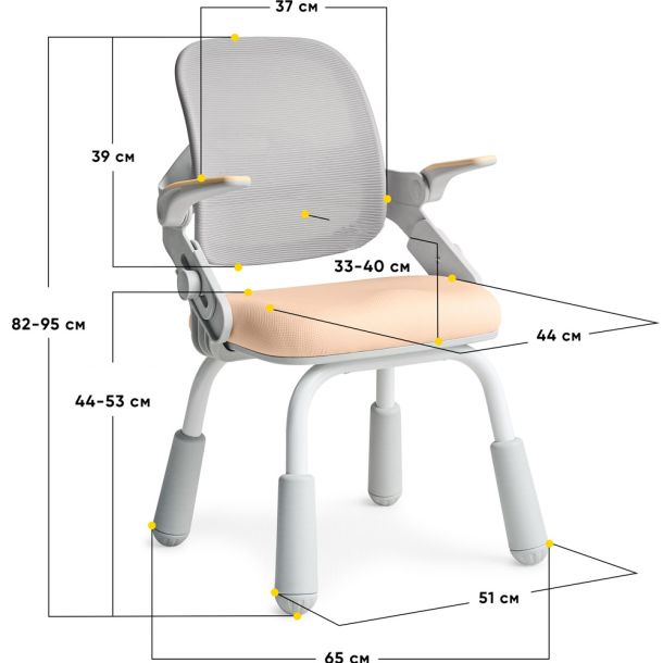 Дитяче крісло Mealux Neo Air Static Y-306 Персиковий, Білий (111469979) с доставкой