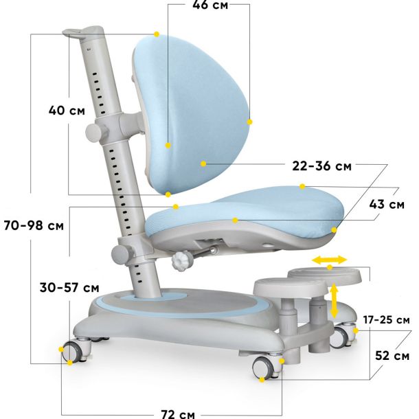 Дитяче крісло Mealux Ortoback Y-508 Base Блакитний, Сірий (111470147) с доставкой