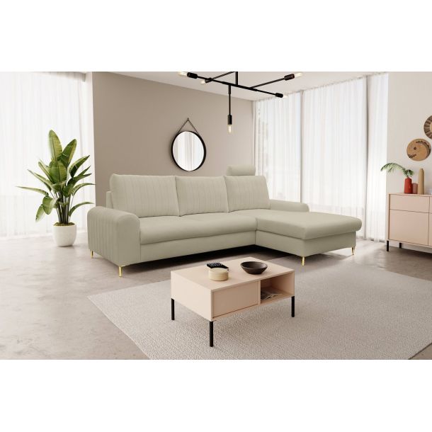 Диван кутовий розкладний MONACO Right Loft-02-Beige, Золотий (1321486061) с доставкой